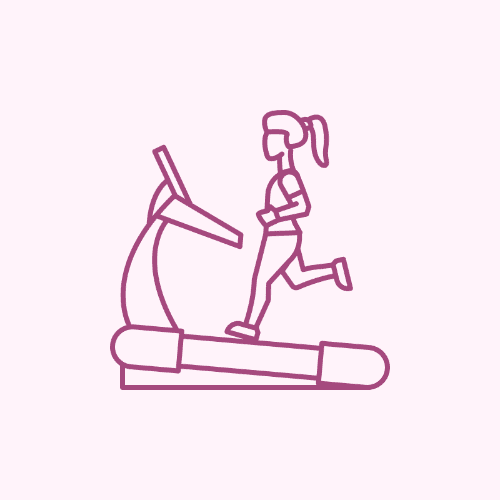 Outline of person running on treadmill.