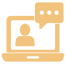 Video call icon with a chat bubble.