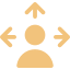 Person icon with three directional arrows.