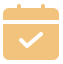 Calendar icon with a check mark.