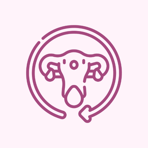 Uterus icon with circular arrow design.