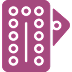 Pink accordion icon on black background.