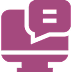 Purple chat icon on a computer screen.