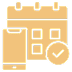 Calendar and smartphone icon with checkmark.