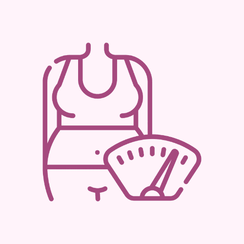 Weight loss icon with scale and torso.