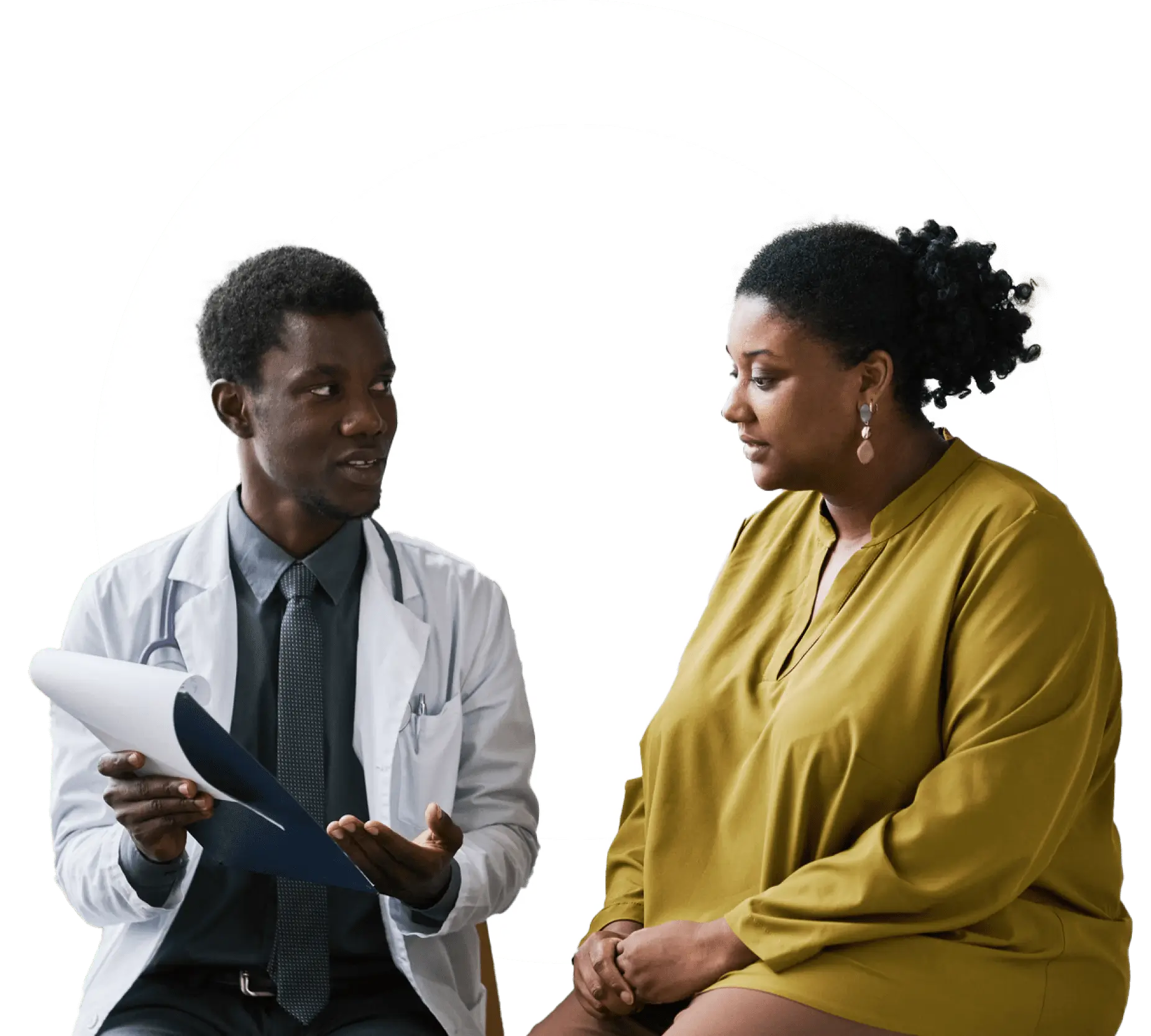 Doctor consulting patient with medical documents